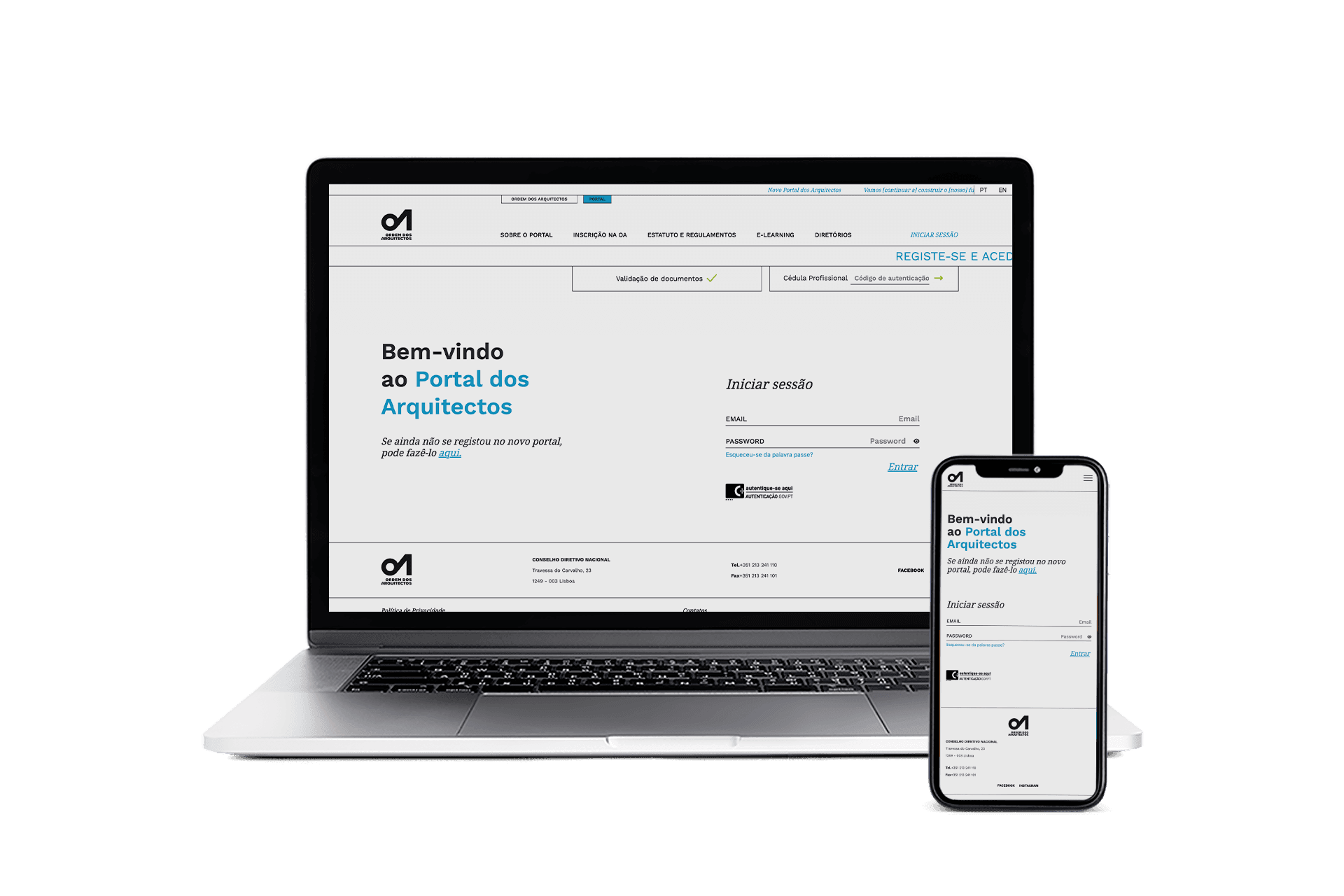 Order of Architects Portal Mockup